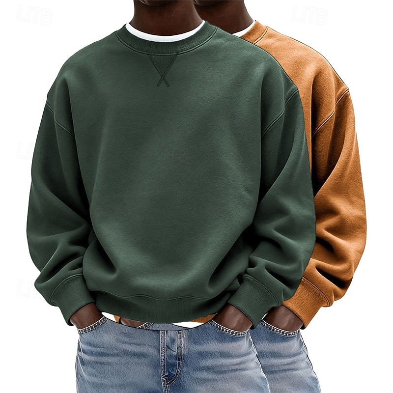 Herren Sweatshirt Pullover Lila + Blau Marineblau + Dunkelgrau Dunkelgrün + Gelb Hellgrün + Marineblau Hellblau + Hellgrün Rundhalsausschnitt Einfach Oversize Sport & Outdoor Lässig Täglich 2026 - $41.99 –P9