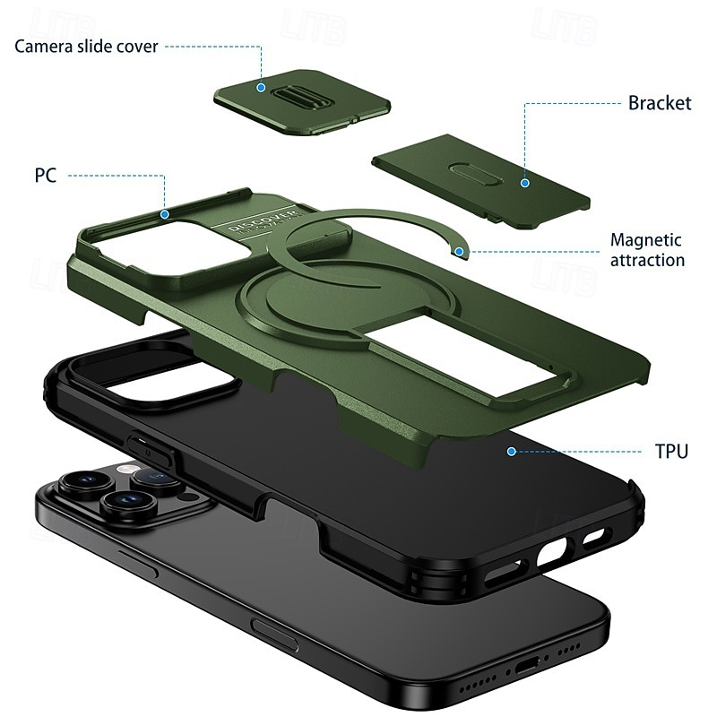 Phone Case For iPhone 16 15 14 Pro Max Plus 16e 13 Pro Max Back Cover with Stand Holder Shockproof Armor PC PU Leather 2026 - $13.99 –P10