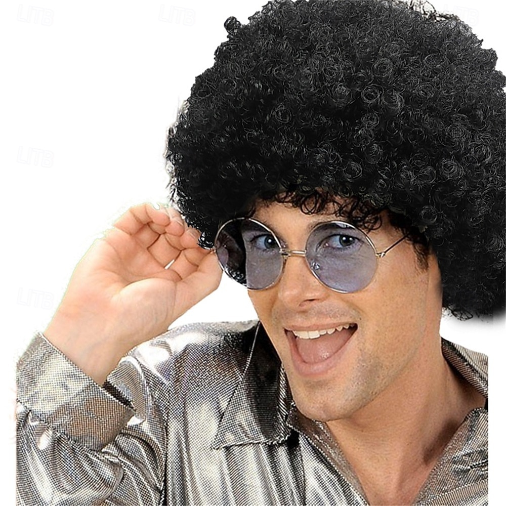 Peruca de Carnaval 2026 Rosa Vermelho Preta Encaracolado Afro Curto Peruca sintética para festivais Mardi Gras Parada Cabelo para fantasia de cosplay para Masculino de 2026 por $11.49 –P7