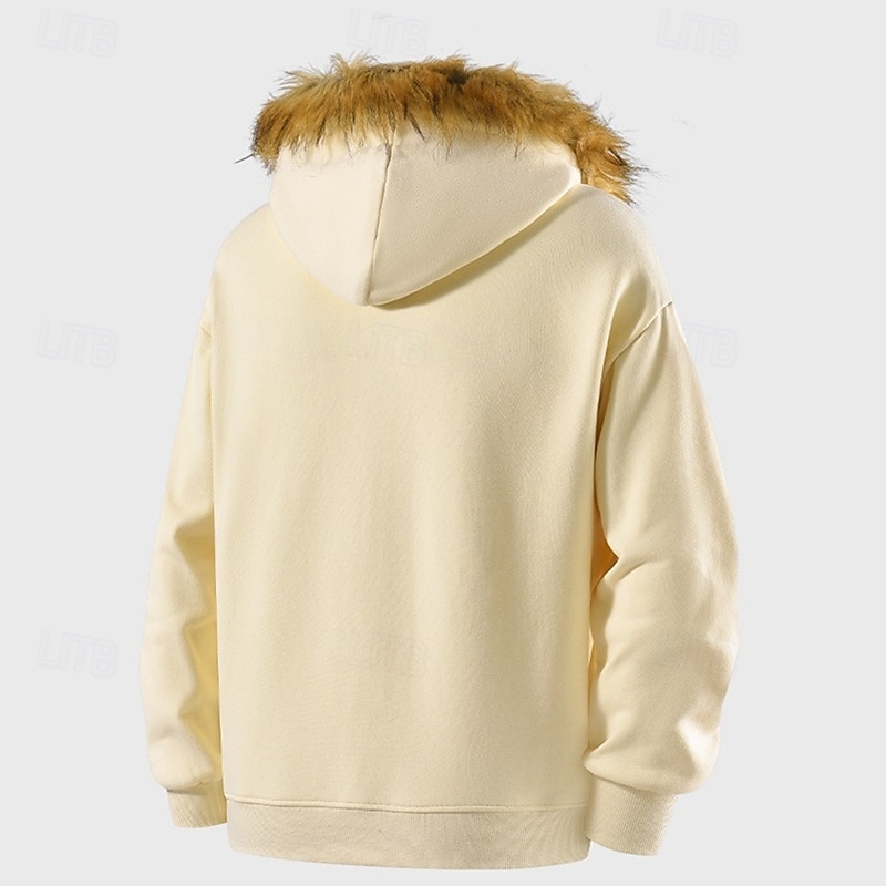 Herren Freizeitjacke Kapuzenjacke Outdoor Lässig Fellbesatz Tasche Herbst Winter Einfach Mode Streetwear Mit Kapuze Regulär Aprikose Schwarz Rosa Burgunderrot Hellgrau Jacken 2026 - $33.99 –P10