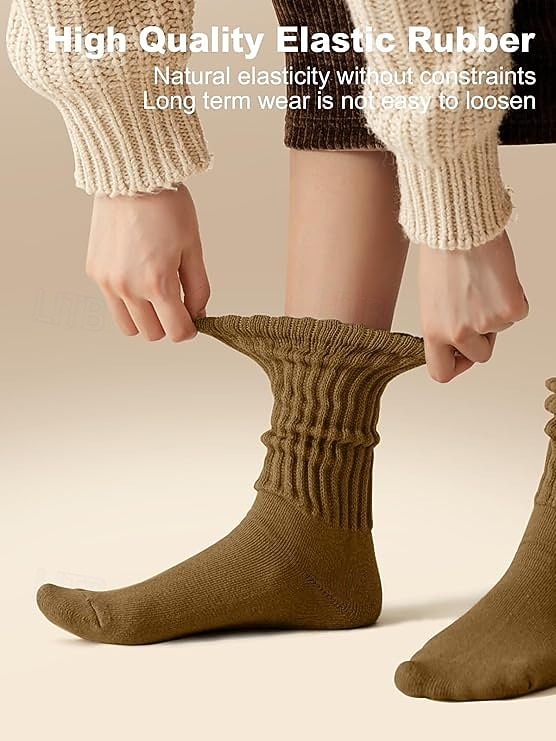 גרביים רפויות לנשים, גרבי מגפיים מרופדות לבנות, סרוגות עבות ואריכות ימים, אופנתיות רחוב, אופנתי, סתיו חורף, קז'ואל, ספורטיבי, חמים ונעימים, גרביים לנשים 2026 - $5.49 –P2