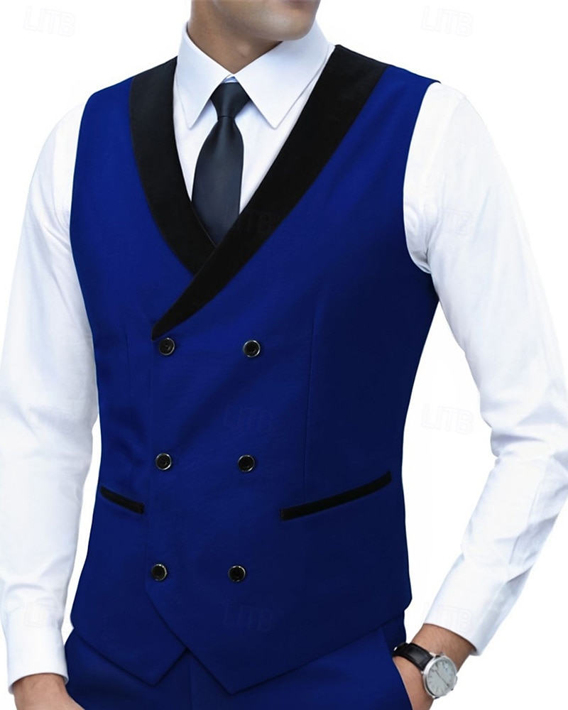 Ανδρικά Veste Γιλέκο Gilet Επιχείρηση Διακοπές Πάρτι Μοντέρνα Καθημερινό Άνοιξη Φθινόπωρο Τσέπη Κουμπιά Πολυεστέρας Άνετο Σκέτο Σταυρωτό Λαιμόκοψη V Κανονικό Θαλασσί Μαύρο Λευκό Ρουμπίνι Γιλέκο 2026 - $35.99 –P8