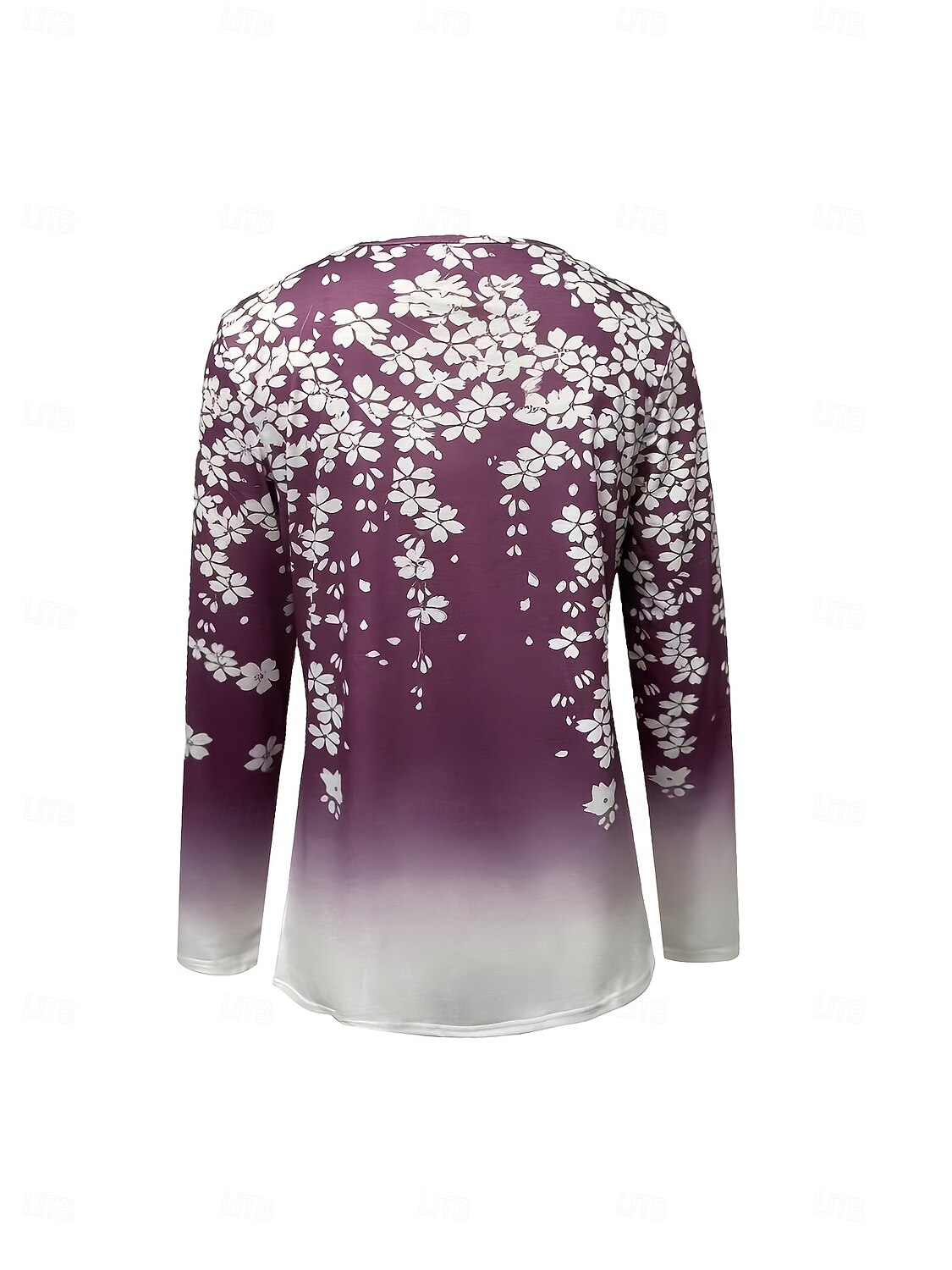 Dames T-shirt Afdrukken Ombre Bloemig Grafisch Vintage Stijlvol Klassiek Lange mouw V-hals Gekerfde nek Normale tops Dagelijks Weekend Blozend Roze Paars Lente Herfst Winter 2026 - $24.99 –P2