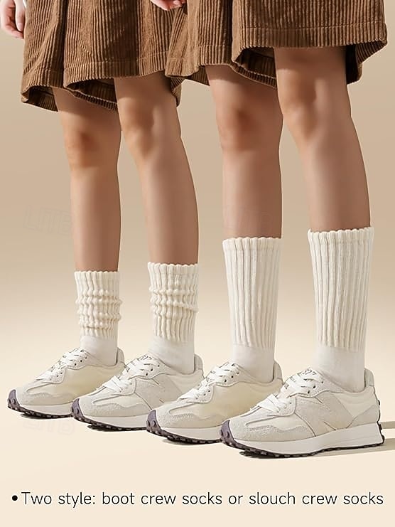 גרביים רפויות לנשים, גרבי מגפיים מרופדות לבנות, סרוגות עבות ואריכות ימים, אופנתיות רחוב, אופנתי, סתיו חורף, קז'ואל, ספורטיבי, חמים ונעימים, גרביים לנשים 2026 - $5.49 –P5