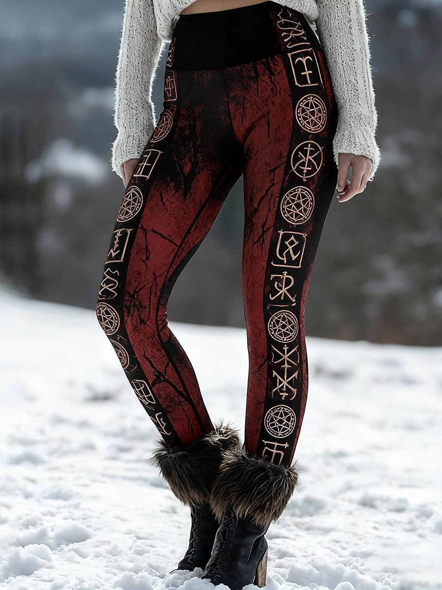 Femmes Leggings Leggings confortables Vacances ancien Style Ethnique Longueur complète Taille haute Graphique Impression Confortable Élastique Occasionnel Quotidien Vacances Vin Printemps Automne de 2026 ? $21.99 –P2
