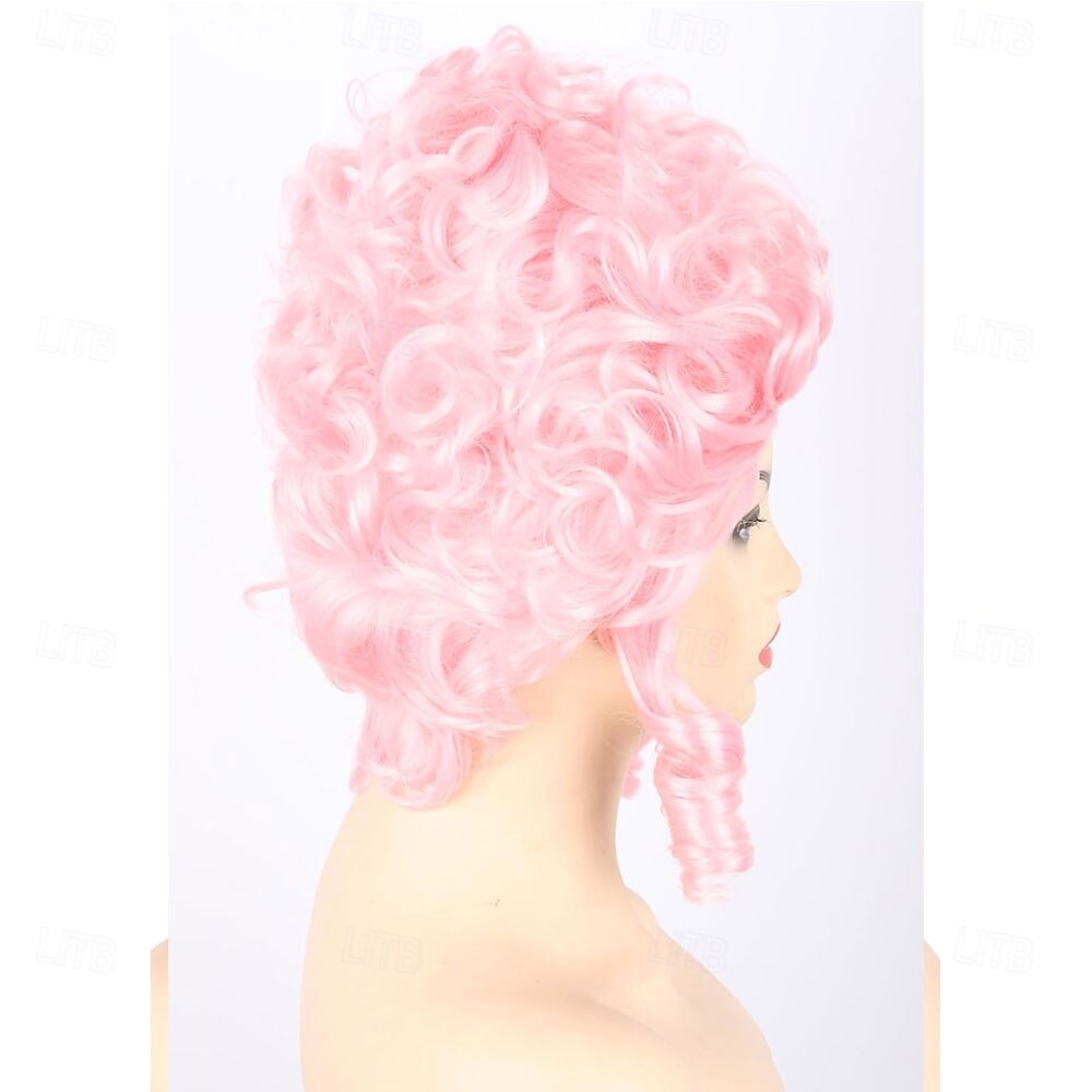 Rózsaszín púderes méhkas drag queen paróka nőknek lányos bouffant barokk reneszánsz paróka rövid göndör 2026 - $24.99 –P3