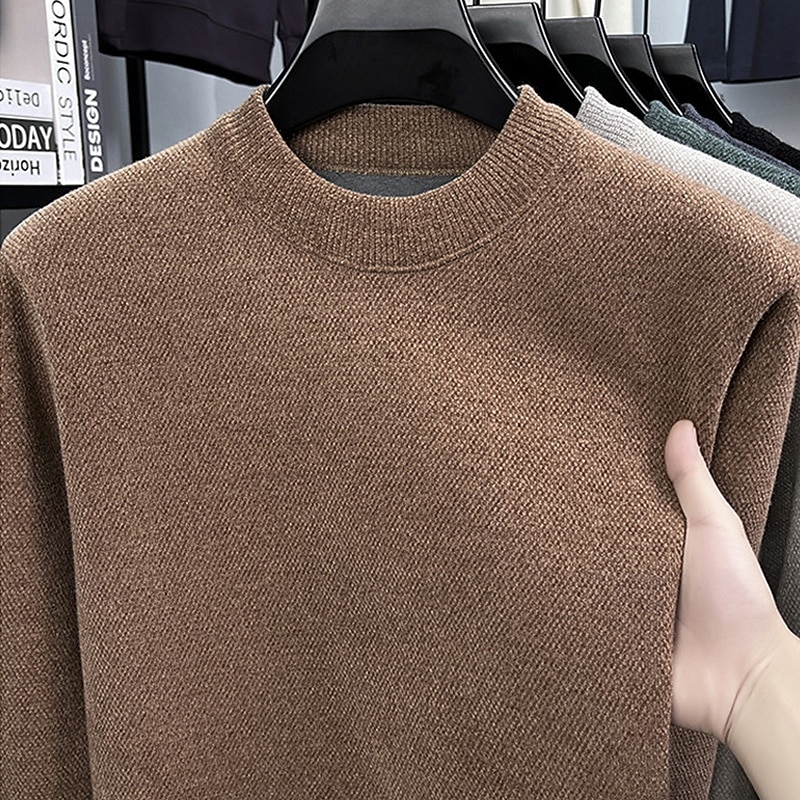 Herren Pullover Strickpullover Gerippt Stricken Normale Oberteile Gestrickt Fleece Einfach Rundhalsausschnitt Mode Basic Urlaub Alltagskleidung Bekleidung Herbst Winter Schwarz Grün M L XL 2026 - $37.99 –P6