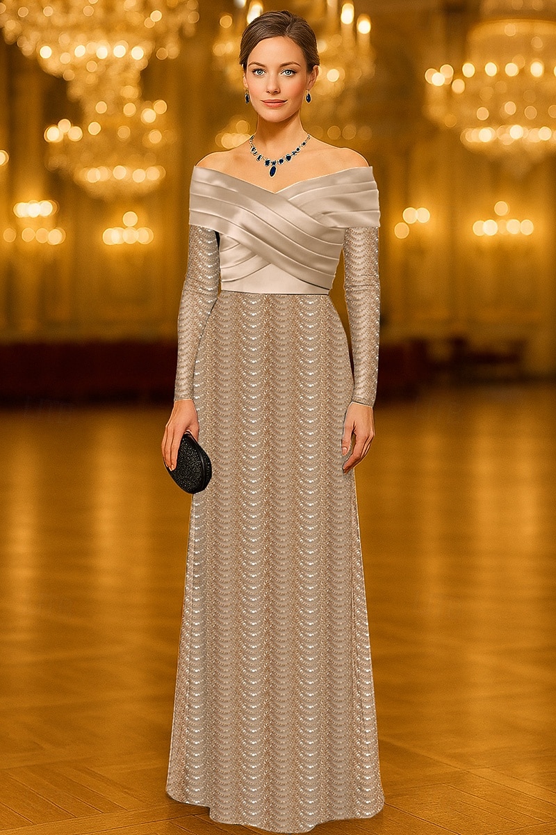 Sheath Column Floor Length Beaded Eembroidered Formal Dresses Mother of the Bride Dress Evening Gown Elegant Glittering Celebrity Style Sleeveless Off Shoulder Garden Party Wedding Lace Stretch Satin 2026 - $206.99 –P4