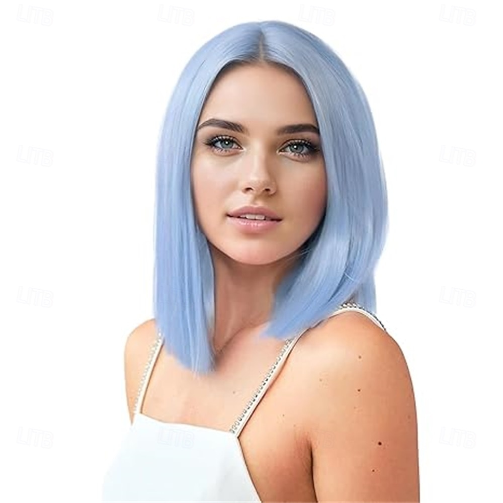 Peruca de Carnaval 2026 Rosa Vermelho Preta Liso Bob Curto Peruca sintética para festivais Mardi Gras Parada Cabelo para fantasia de cosplay para Feminino de 2026 por $21.99 –P5