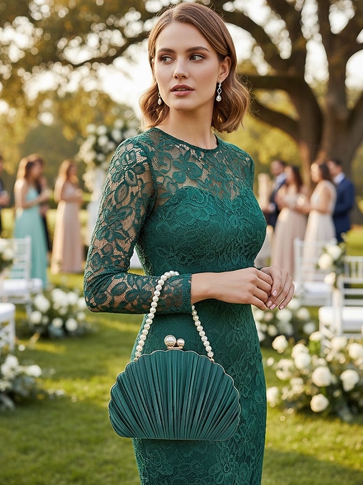 plisowana damska kopertówka z perłowym uchwytem – elegancka wieczorowa torebka, w wielu kolorach – idealna na wesela, imprezy i specjalne okazje 2026 - $29.99 –P3