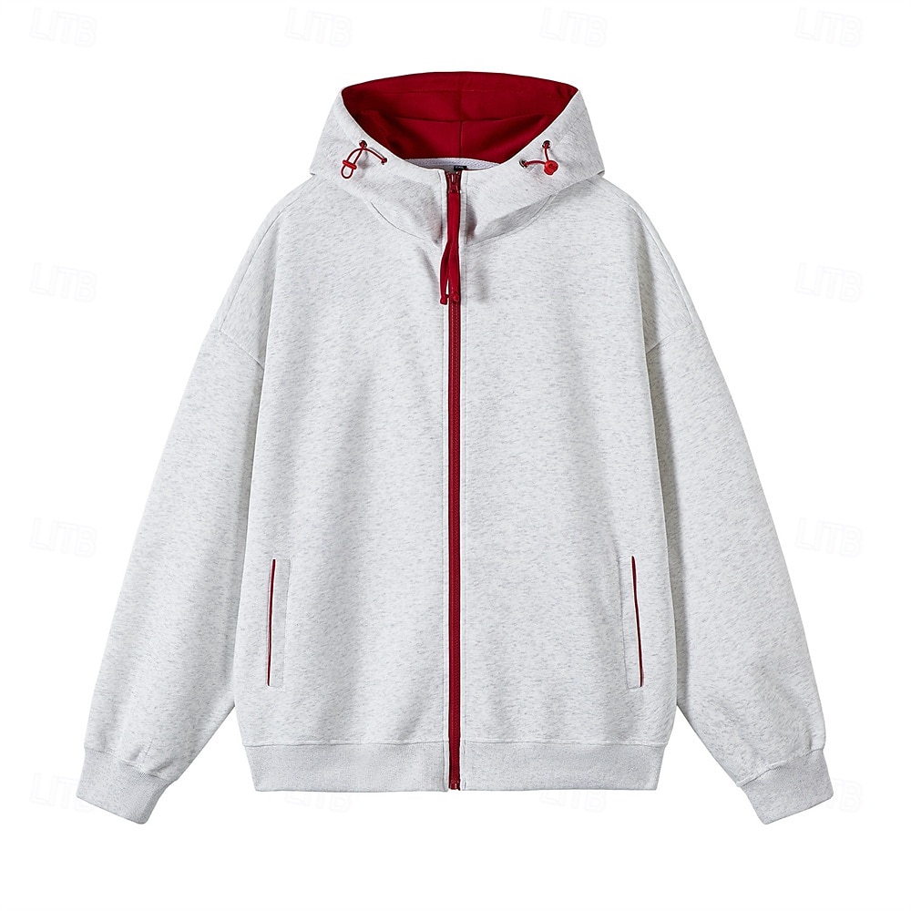 Herr Huvtröja Huvtröja med dragkedja Huvtröjor med dragkedja Vit Marinblå Huva Slät Dragkedja Ficka Sport & Utomhus Dagligen Helgdag Polyester Streetwear Grundläggande Ledigt Vår Höst Kläder Pull 2026 - $32.99 –P5