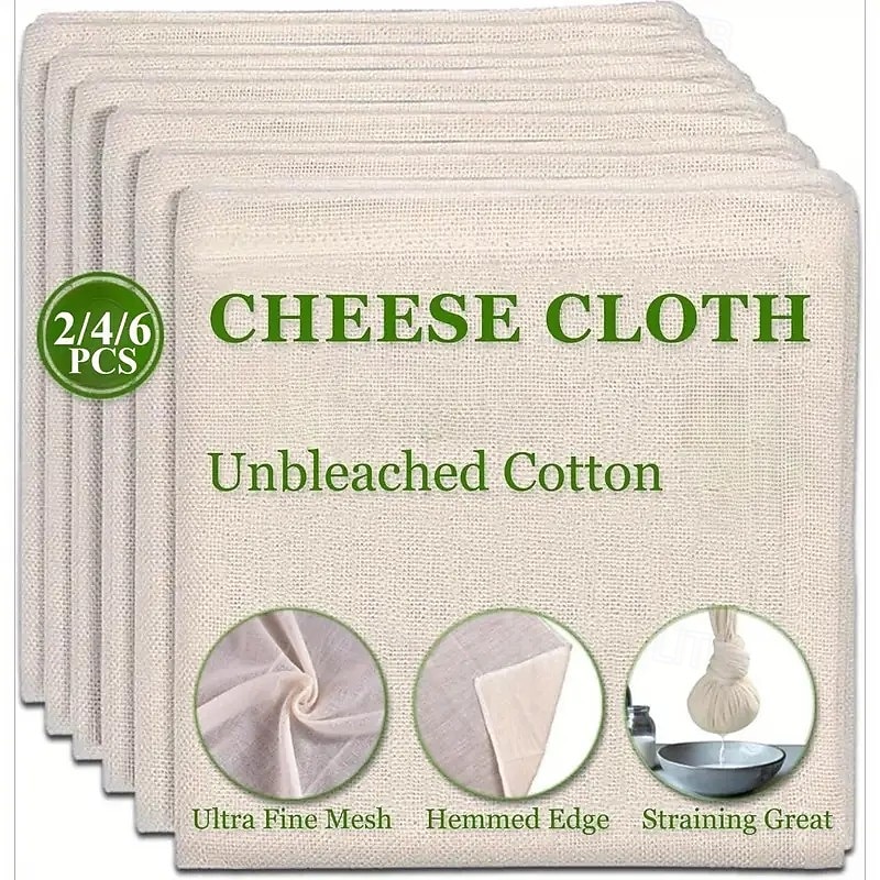 2/4/6 stuks kaasdoek om te zeven, 20x20 inch klasse 100 voorgesneden ongebleekte mousseline doek met randen, herbruikbaar voor yoghurt, sap, koken en kalkoen 2026 - $7.49 –P1