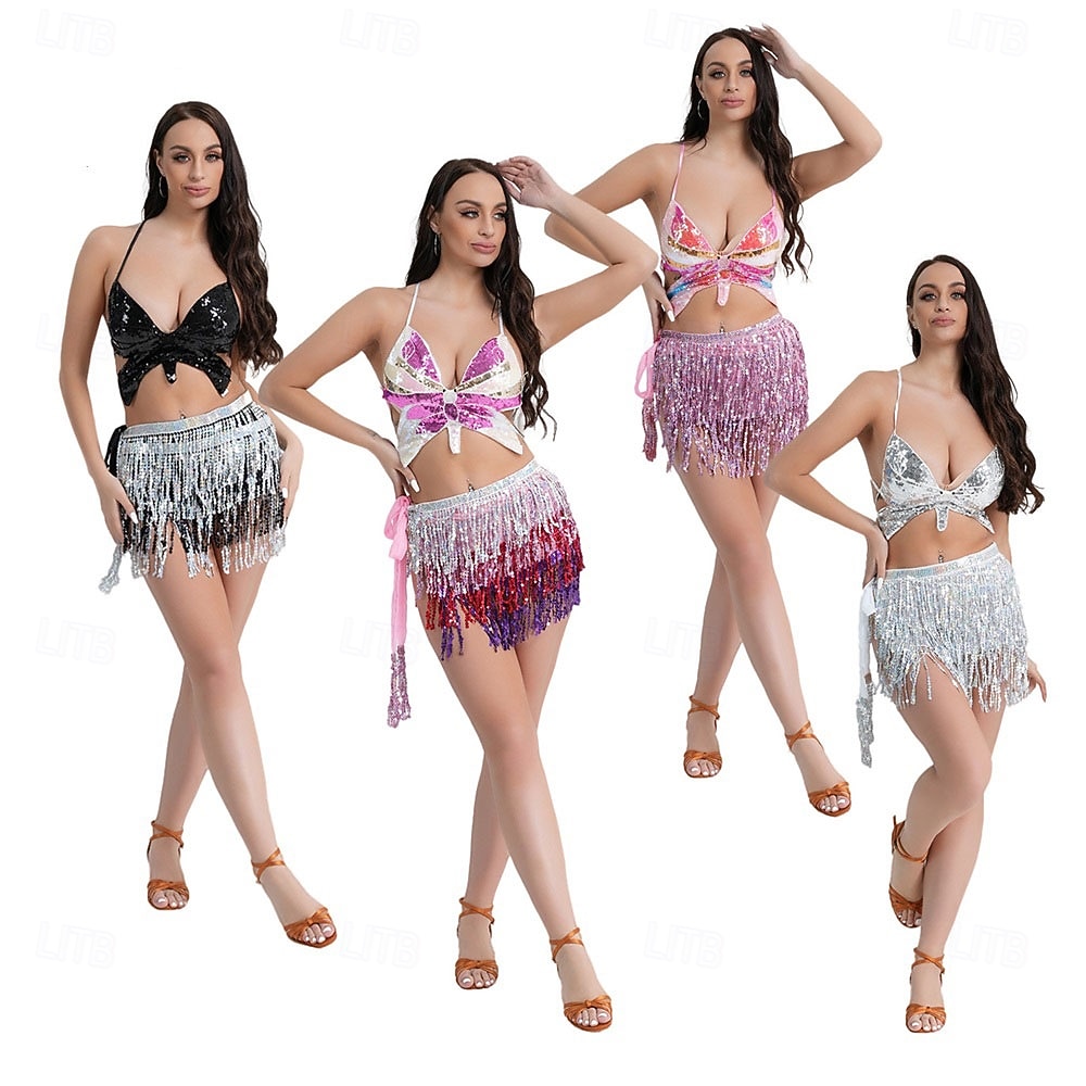 Costume de performance de danse indienne de danse du ventre de Samba Dancewear Ensemble de jupe à franges à sequins Tenue de performance de scène de club nocturne Costume de performance de 2026 ? €40.22 –P2