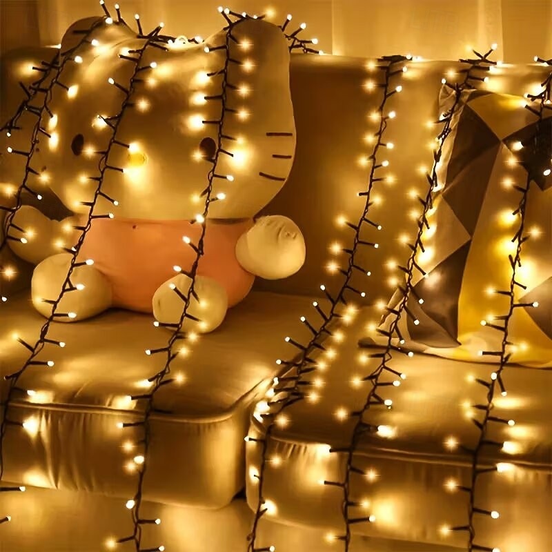 Светодиодная гирлянда для рождественской елки, 10 м, 500 светодиодов, гирлянда с теплым белым светом, 8 режимов мерцания, декоративная гирлянда для домашнего рождественского праздничного освещения, 2025 - $52.99 –P3