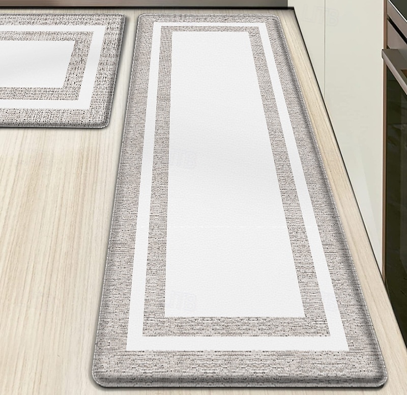 Alfombras de pasillo para cocina, de PVC grueso, antifatiga, con diseño de doble marco tipo teslin, impermeables, resistentes al aceite, antideslizantes y de cuero sintético. 2026 - $14.49 –P5
