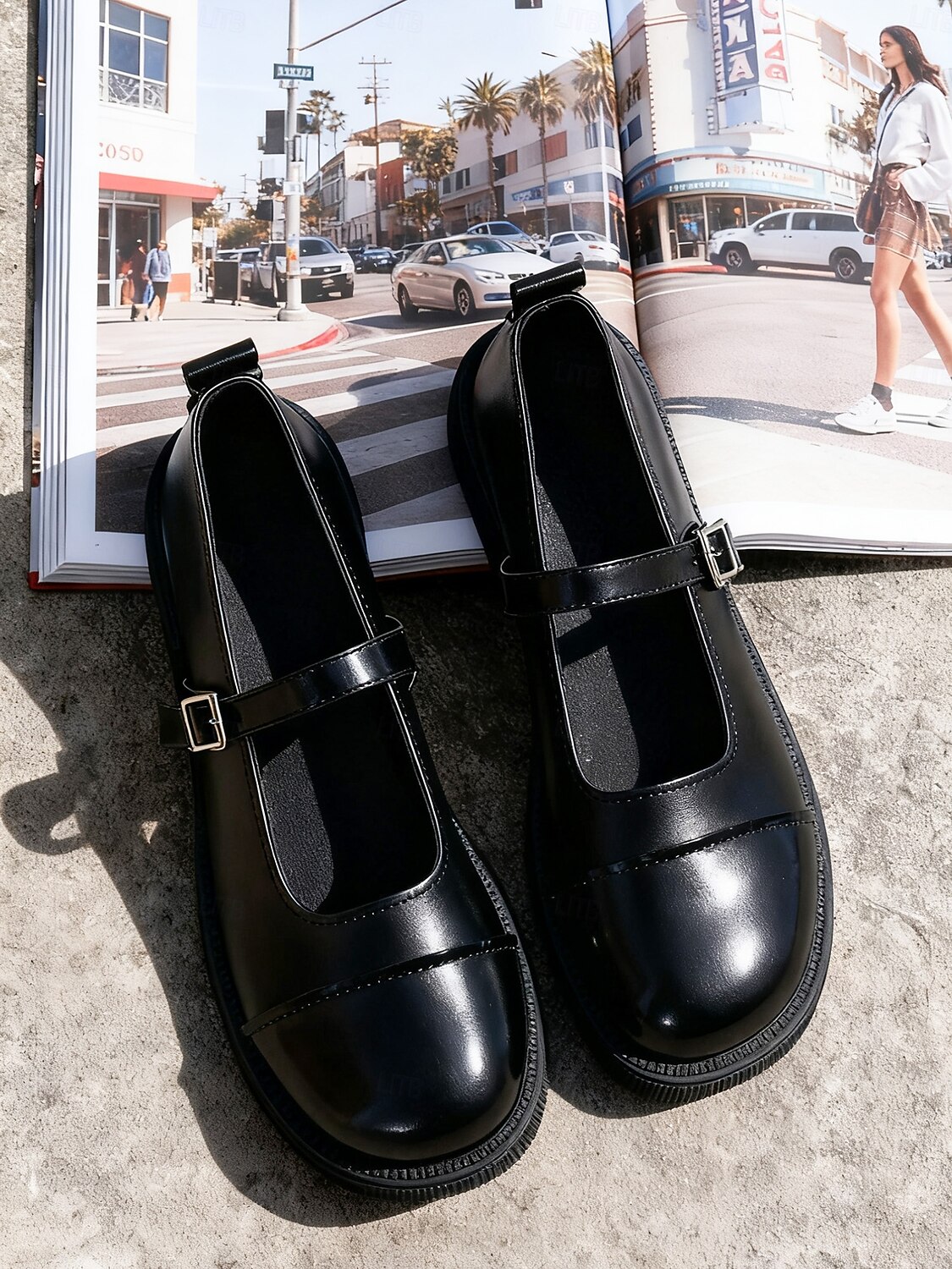 ballerine Mary Jane da donna in vernice bianca e nera - scarpe eleganti con punta tonda e cinturino con fibbia, comode per tutti i giorni, l'ufficio e lo street style del 2025 a $19.99 –P1