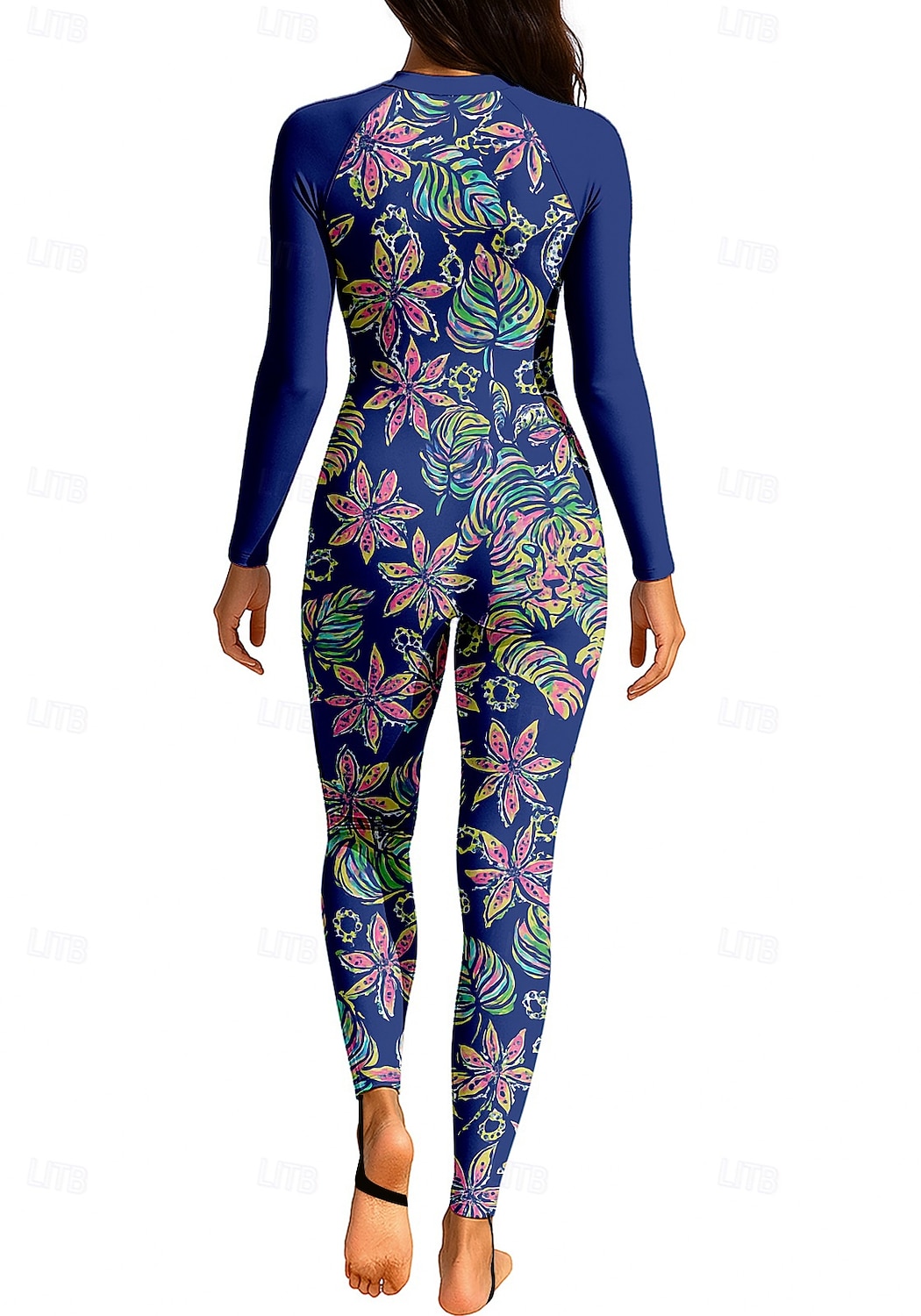 Women's Rash Guard Full Body Swimwear Dive Skin Suit Floral Front Zip UPF50+ Quick Dry High Elasticity Long Sleeve Swimwear Surfing Diving Snorkeling Summer 2026 - $49.99 –P4