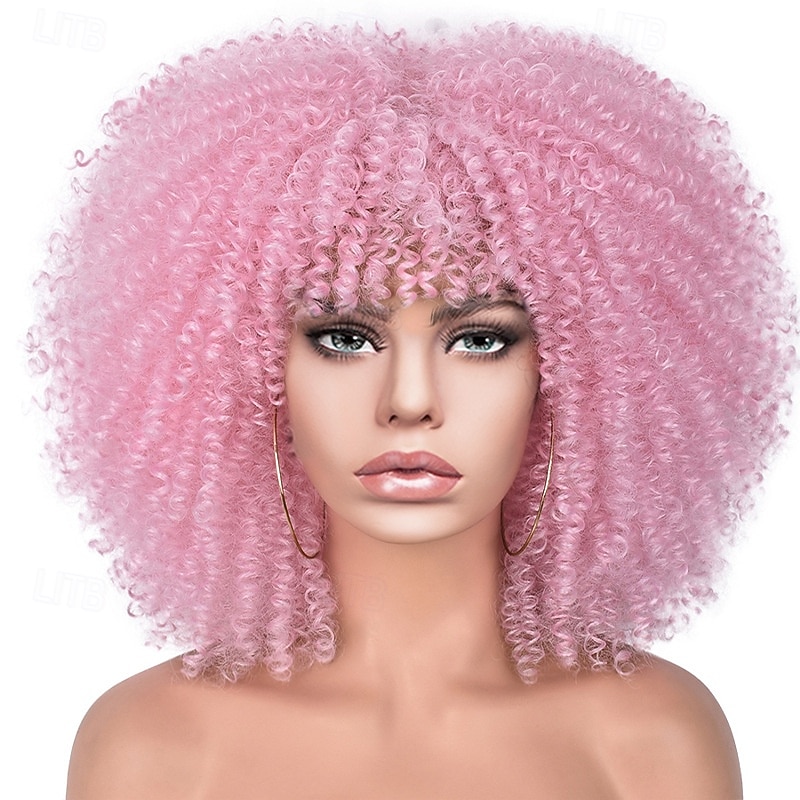 Carnival Wig 2026 Blonde Pink Red Afro Afro Curly Short Synthetic Festival Wig Mardi Gras Parade Cosplay Costume Hair for Women 2026 - $23.99 –P11