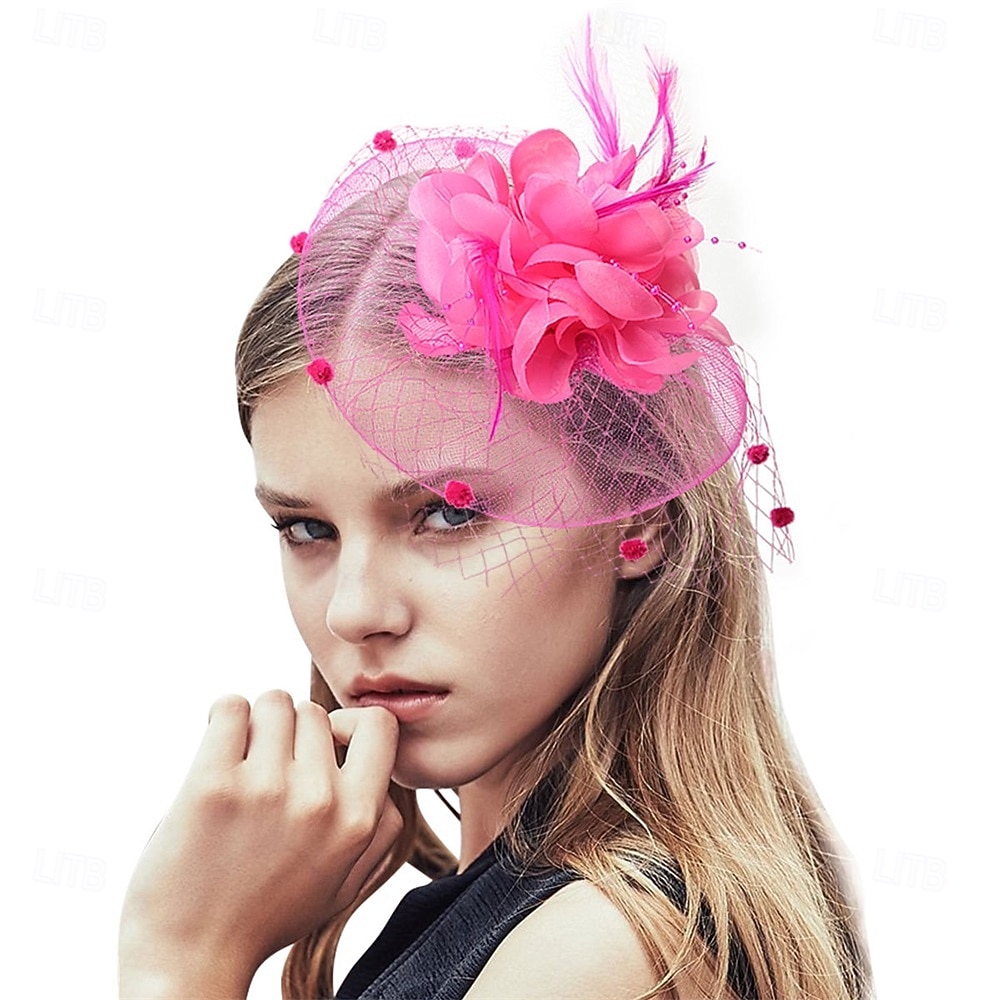 Čelenka Tyl Látka 30. léta Svatební Čajový dýchánek Dostih koktejl Elegantní Vinobraní S Peří Přílba Pokrývky Hlavy 2025 - $14.99 –P9