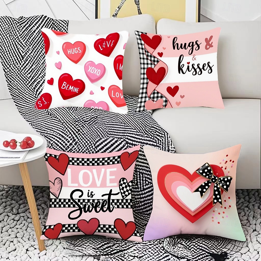 Pink Heart Letter Pillowcase Set Double Sided Print Valentine Day Decorative Cushion Covers for Living Room Sofa Throw Pillows Romantic Home Decor 2026 - $5.99 –P3