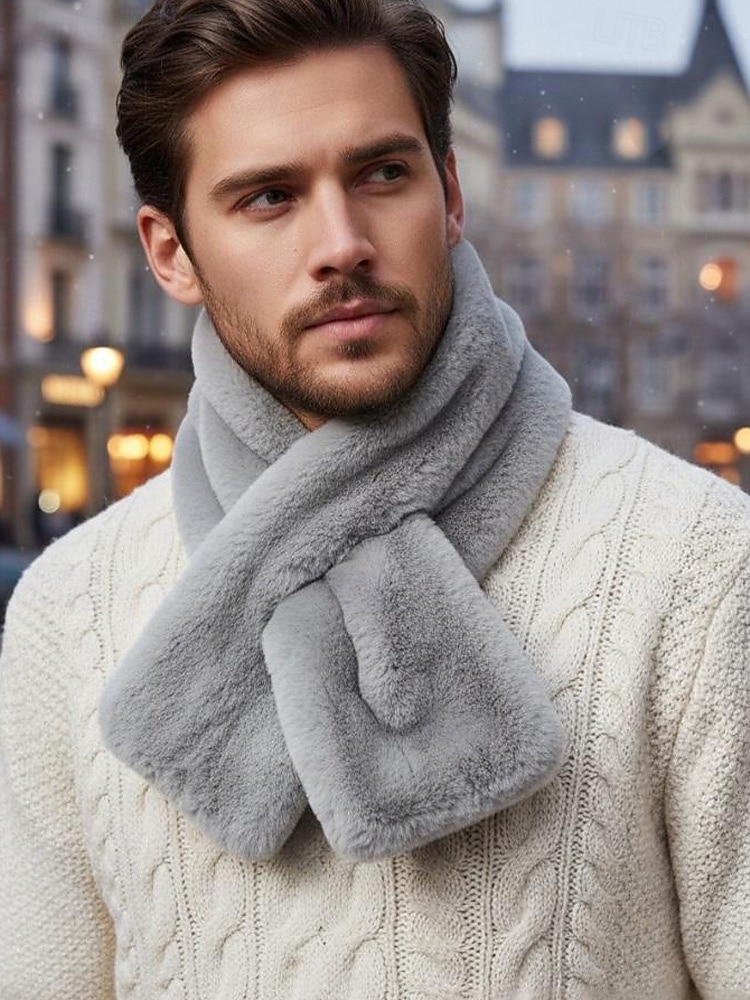 Unisex-Schal aus Kunstpelz, weiches und warmes Material, vielseitig tragbar, perfekt für Wintermode und als Weihnachtsgeschenk, in verschiedenen Farben erhältlich 2026 - $9.99 –P2