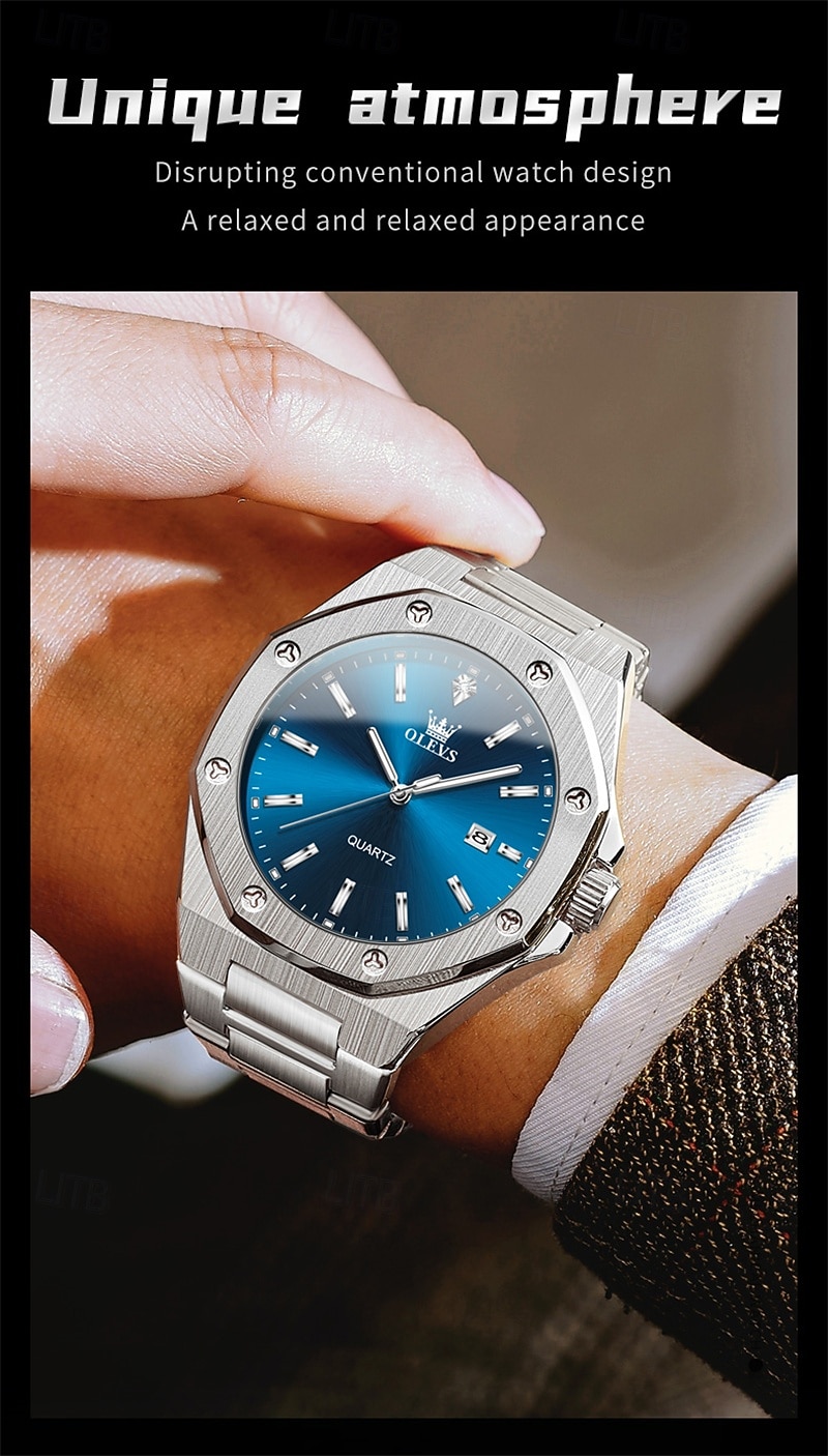 OLEVS Men Quartz Watch Business Luminous Calendar Waterproof Decoration Stainless Steel Watch 2026 - $37.99 –P3