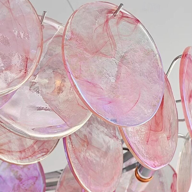 2026年 ピンクのムラーノガラスの円盤のシャンデリア  コレクション – $561.49 –P3