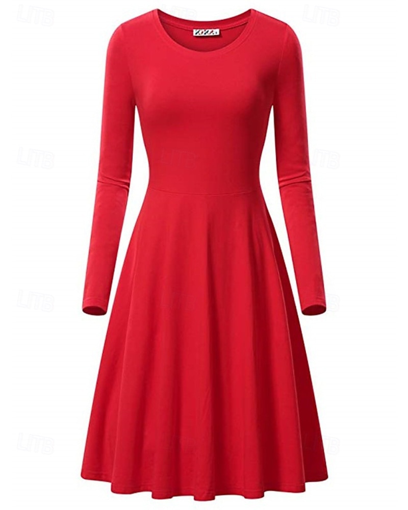 Women's Midi Dress Hoodie Dress T Shirt Dress Tee Dress Elegant Modern Daily Outdoor Vacation Loose Fit Plain Long Sleeve Crew Neck Black White Yellow Wine Spring Fall 2026 - $21.99 –P8