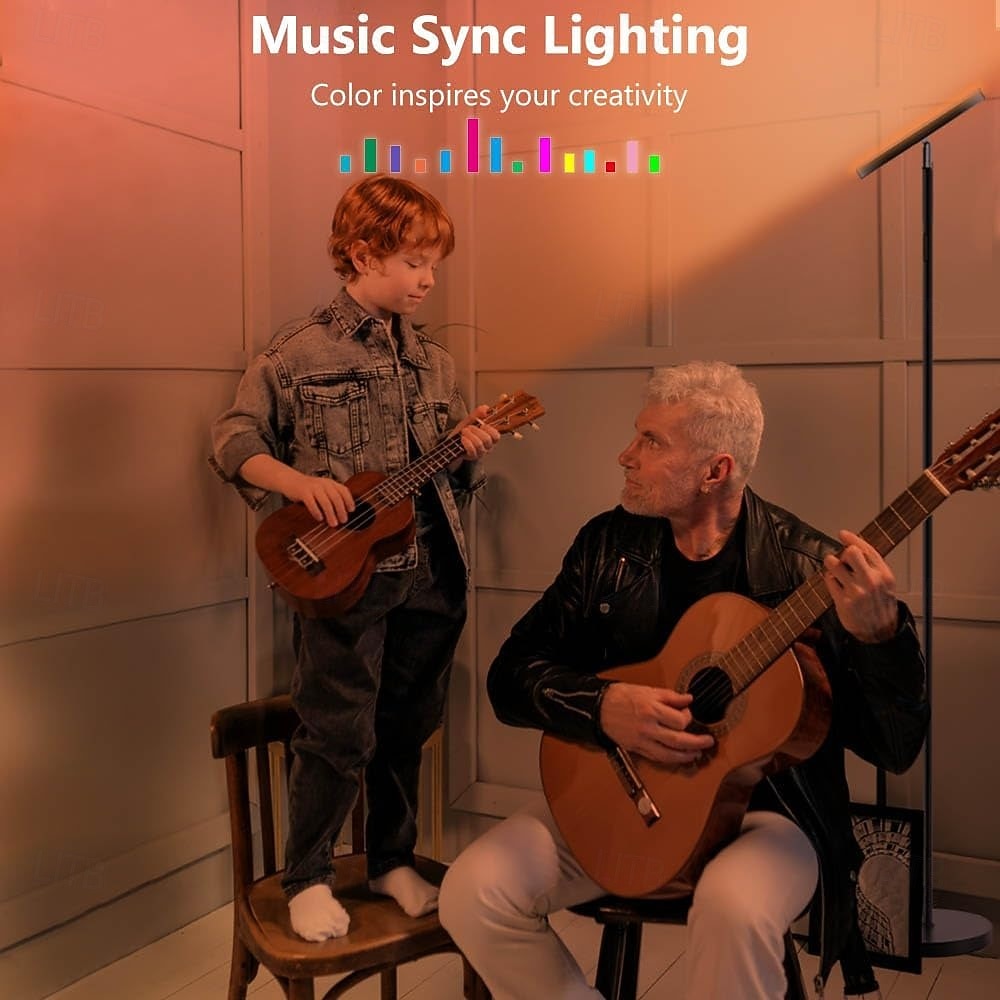 Умный светодиодный напольный светильник RGBW, работает с пультом дистанционного управления Alexa и Google Home по Wi-Fi, современный, высокий, сверхяркий, 2000 лм, смена цветов &торшер Sky с 2025 - $242.19 –P5