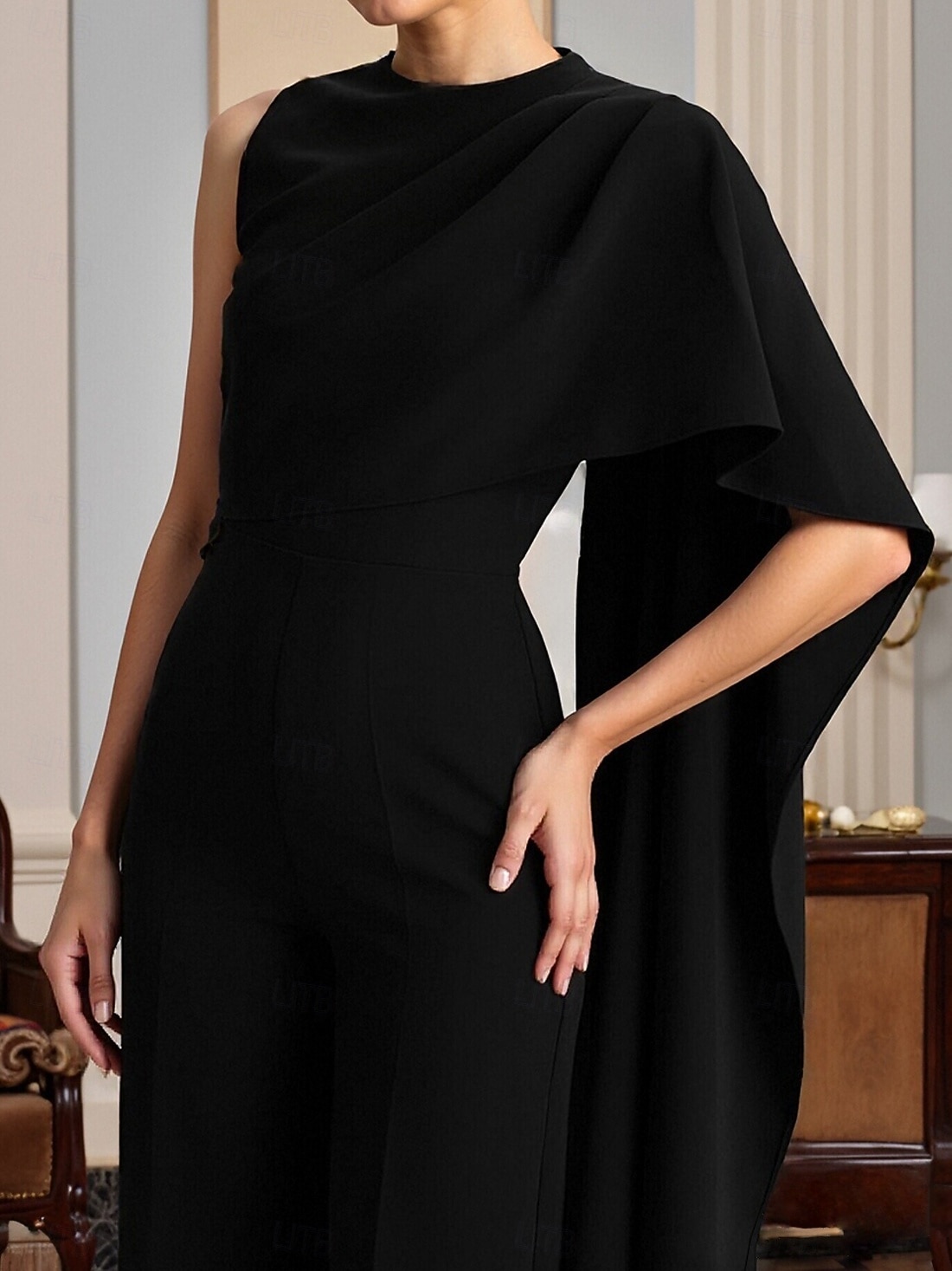 Overalls Bodenlang Brautmutterkleid Ärmellos Rundhalsausschnitt Elegant Einfach Formell Hochzeitsgast Stretchstoff mit Einfarbig 2026 - $160.99 –P3