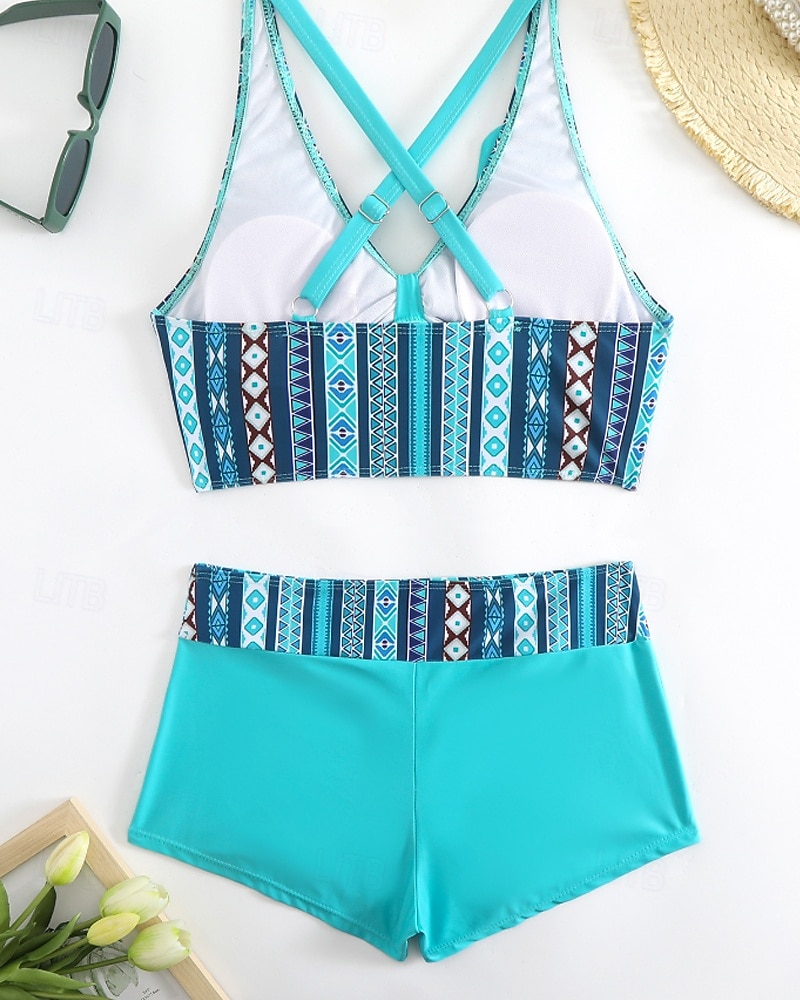 Mujer Bañadores 2 piezas Slips Traje de baño Retazos Espalda al Aire Vacaciones Ropa de playa Floral Escote en Pico Sin Mangas Trajes de baño 2026 - $27.99 –P7