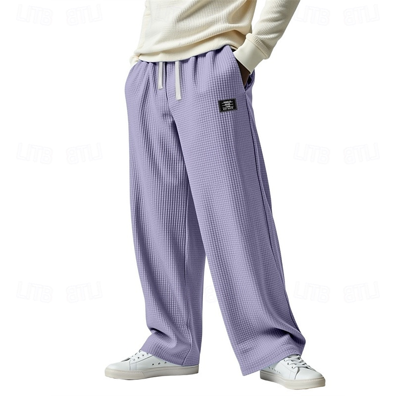 رجالي بنطال رياضي فضفاض بنطلونات سروال وافل رباط جيب مرونة الخصر سهل راحة رياضة في الهواء الطلق مناسب للبس اليومي موضة كاجوال أزرق أسود مرن نسبياً 2025 - $26.99 –P8