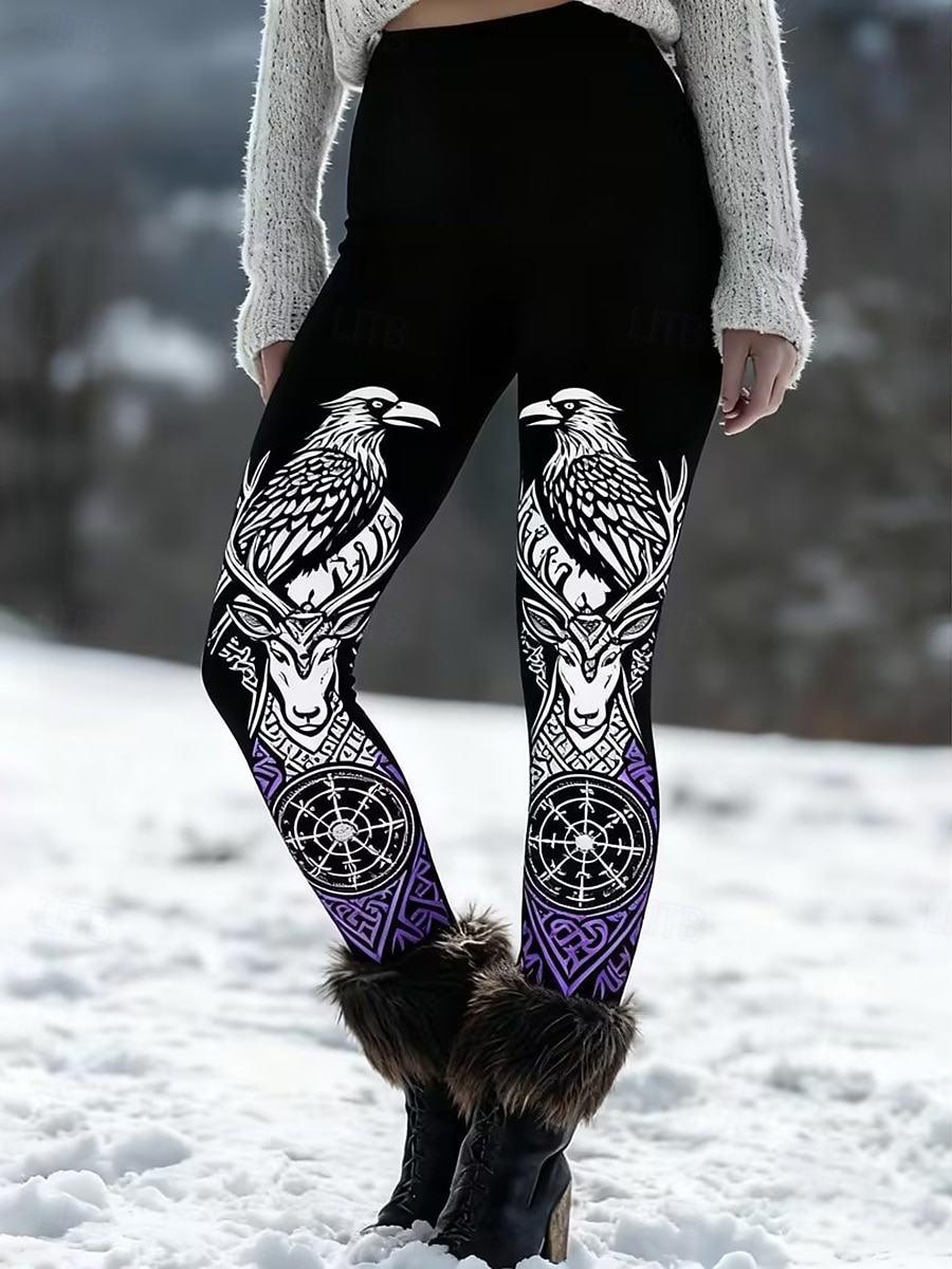 Damen Leggings Gemütliche Leggings Urlaub Vintage Ethno-Stil Volle Länge Hohe Taille Grafik Tiermotiv Drucken Bequem Dehnbar Lässig Täglich Outdoor Purpur Frühling Herbst Winter Schmale Passform 2026 - $21.99 –P2