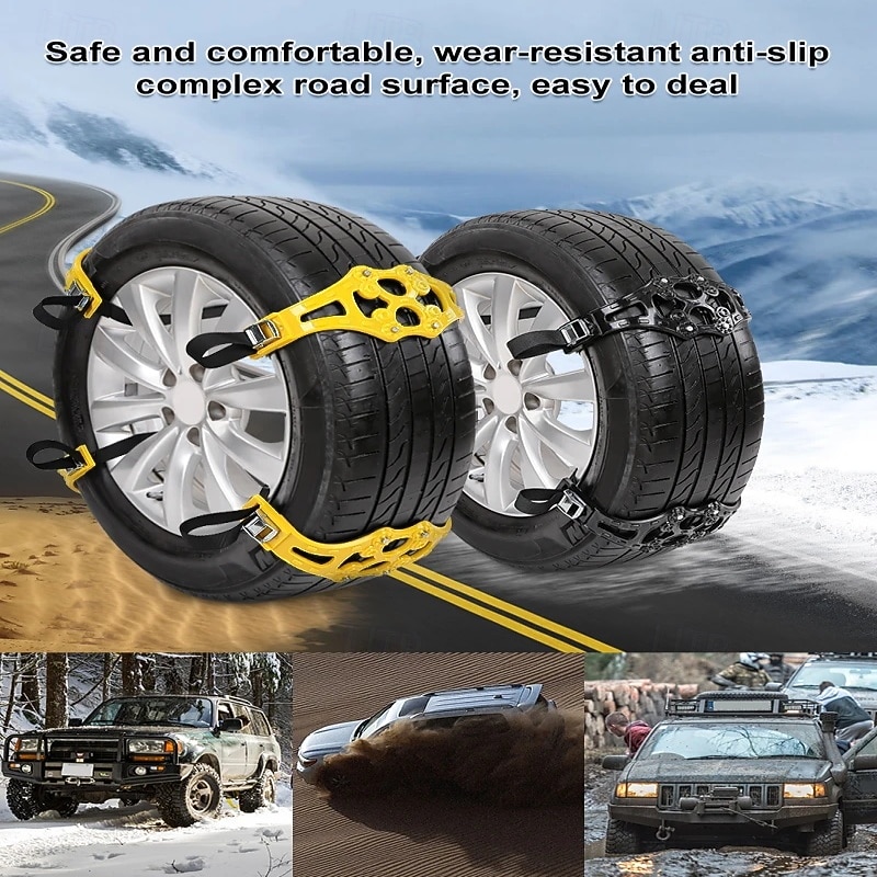 4 stuks/8 stuks auto sneeuwkettingen modderbanden dikke antislipband voor auto/suv/vrachtwagen draagbaar eenvoudig te monteren noodtractie auto 2026 - $66.99 –P1