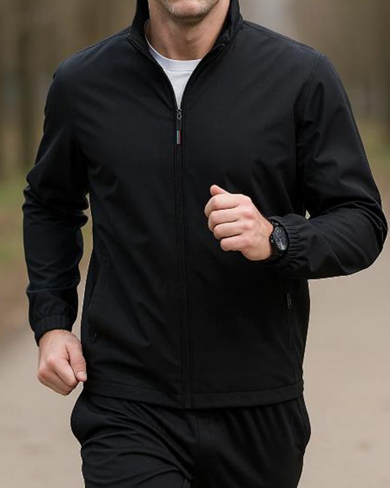 Homme Couleur Unie Veste zippée blouson aviateur Manteaux décontractés Printemps & Automne avec poches manche longue Athleisure Imperméable Léger Salle de sport Randonnée Course Entraînement Noir de 2026 ? $28.99 –P1