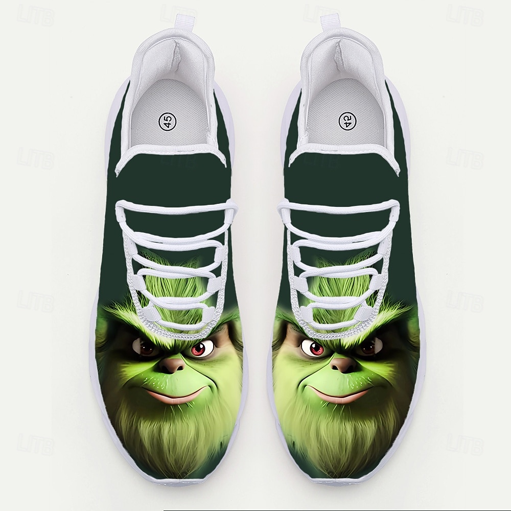 Festliche Herren-Weihnachtssneaker mit grün-weißem Design – witzige Slipper für Weihnachtsfeiern und Events 2026 - $42.99 –P5