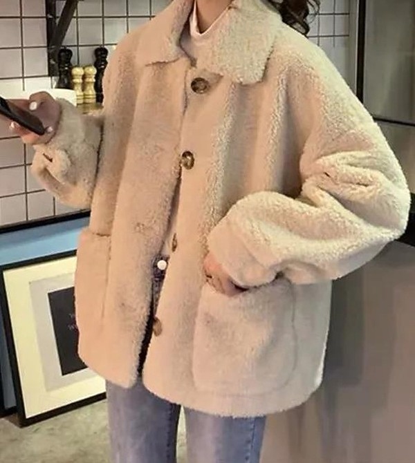 Dames Winterjas Fleecejack Teddy jas Comfortabel Zak Elegant Actief leuke Style Dagelijks Effen Kleur Formeel Buiten Huis Lahja Kort Strijkijzer Ruim Passend Lange mouw bovenkleding Abrikoos Lente 2026 - $26.99 –P1