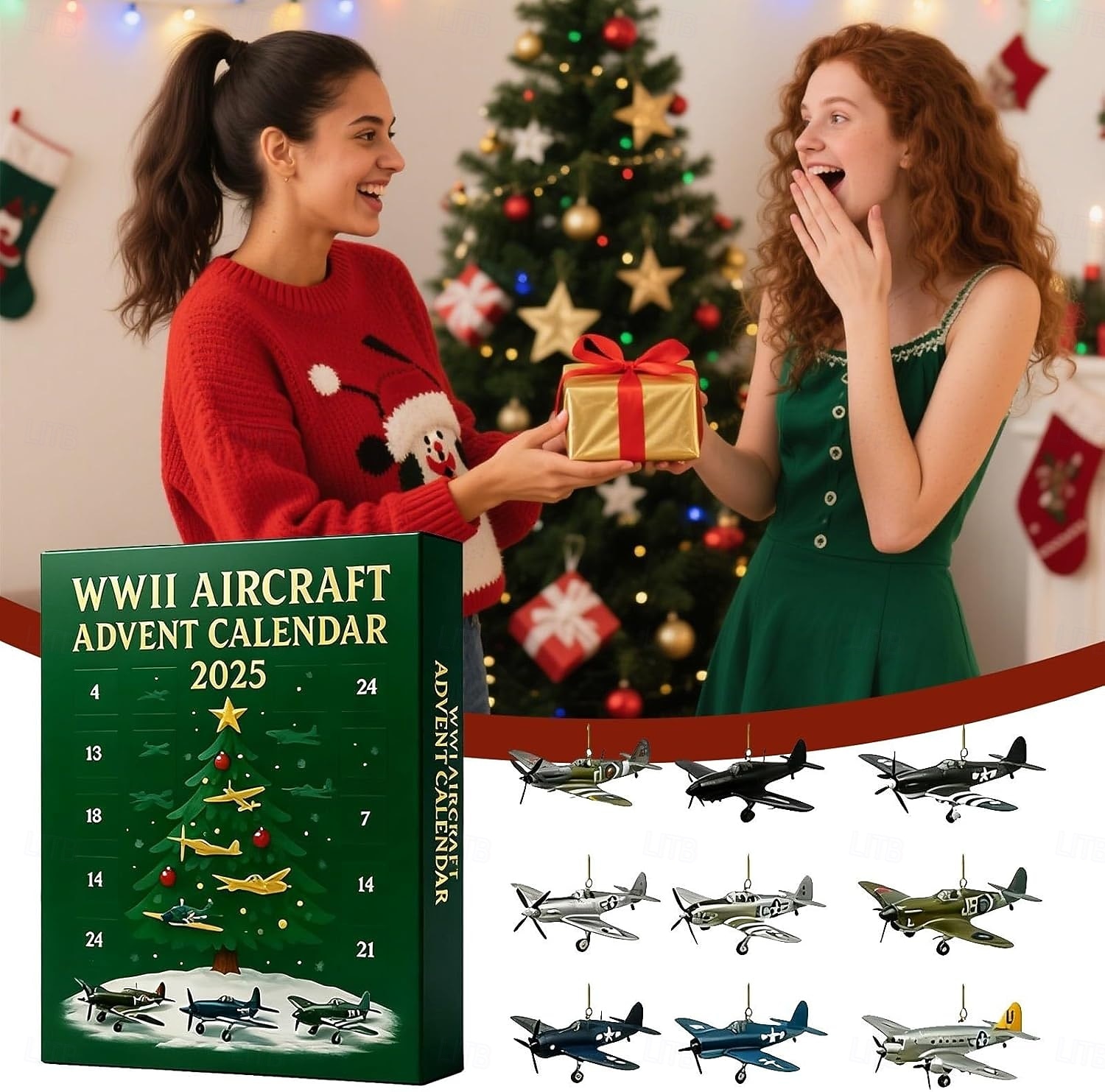 יומון שטחי שופי - מתנות למילוי גרבי חג המולד 2025 24 ימים של מטוסים אייקוניים מתנה לגברים אבא אספני דגם אוהבי תעופה מכיל 24 תליון מטוסי קרב קישוטים לעץ חג המולד 2025 - $26.99 –P2
