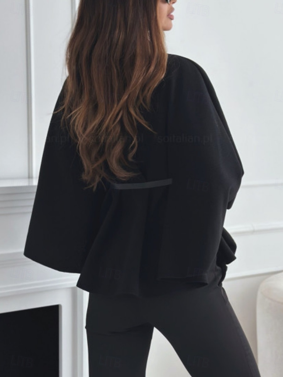 Dámské Plášť / pláštěnky Pohodlné Prodyšné S páskem Elegantní Na běžné nošení Bez vzoru Dovolená ulice Ležérní Denní nošení Pullover Standardní Stojáček Volný Dlouhý rukáv Svrchní oděvy Černá Fialov 2026 - $41.99 –P14