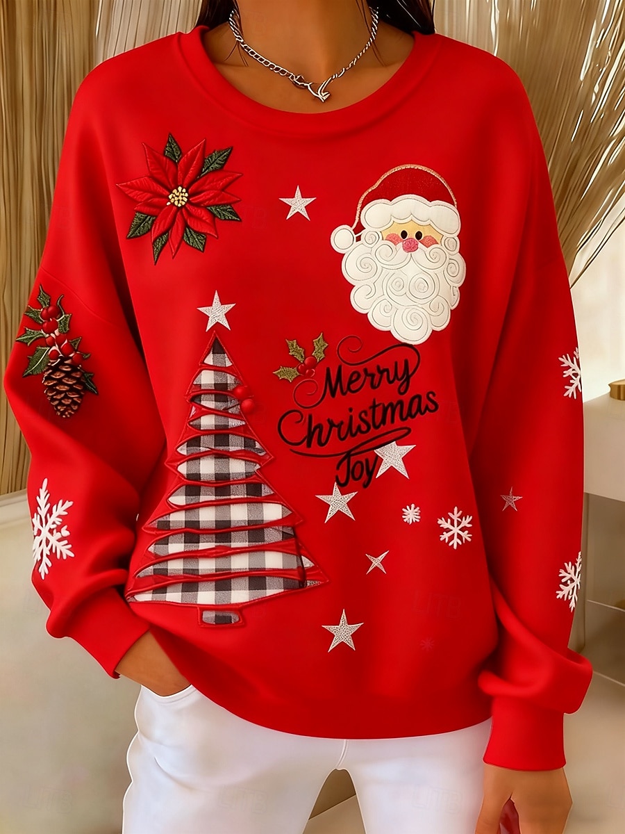 Femmes Sweatshirt Pull Graphique Arbre de Noël Occasionnel manche longue Col ras du cou Hauts Réguliers Rue Tenue Quotidienne Occasionnel Patchwork Jaune Rouge Vert Beige Automne Hiver de 2025 ? $31.99 –P3