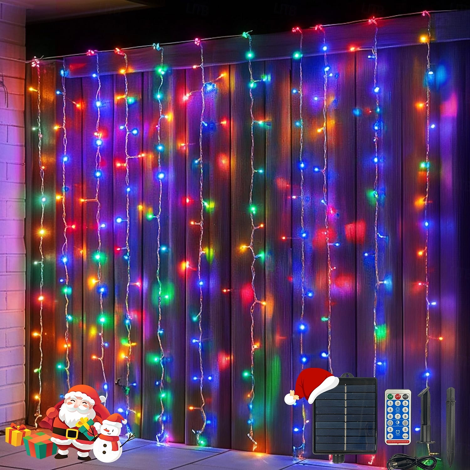 أضواء ستارة 10 * 10 قدم 300 LED 8 أوضاع جهاز تحكم عن بعد شمسية أضواء خيط معلقة داخلية وخارجية مقاومة للماء لزينة الأعراس والمهرجانات 2026 - $28.99 –P2