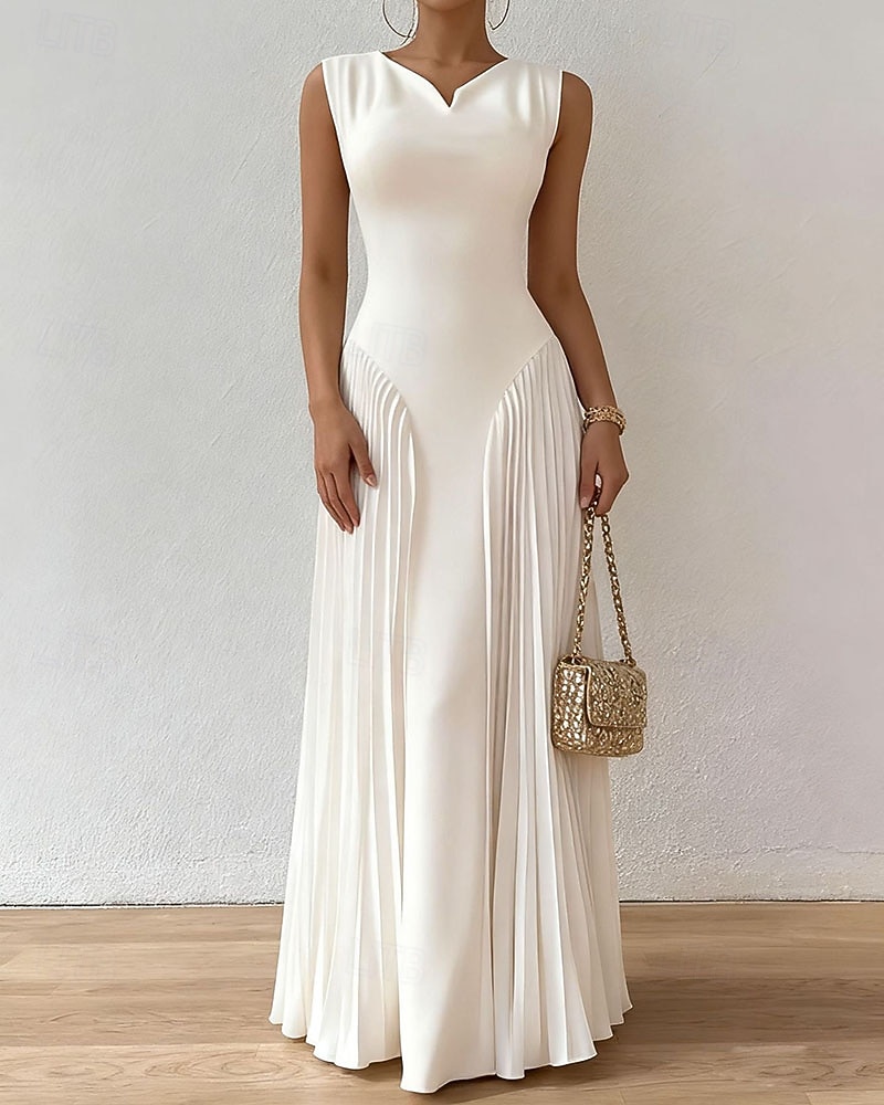 Femmes Robe Longue Maxi Robe Robe de Bal Robe de Soirée Robe fourreau Élégant Mode Moderne Soirée Occasion Spéciale Coupe régulière Uni Sans manches Col en V Blanche Printemps Automne Hiver de 2026 ? $41.99 –P2