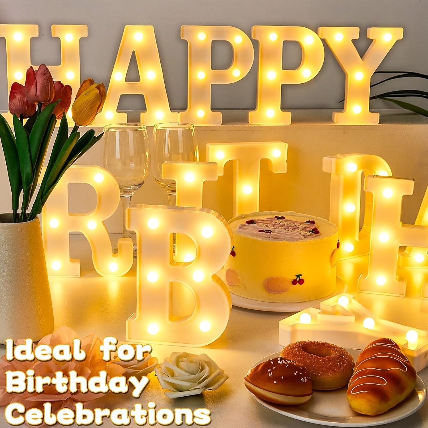 Happy Birthday/Marry Me Marquee Light Up Letters, LED Letter Number Light Sign with Round Light Decoration for Birthday Home Table Decor 2025 - $16.49 –P6