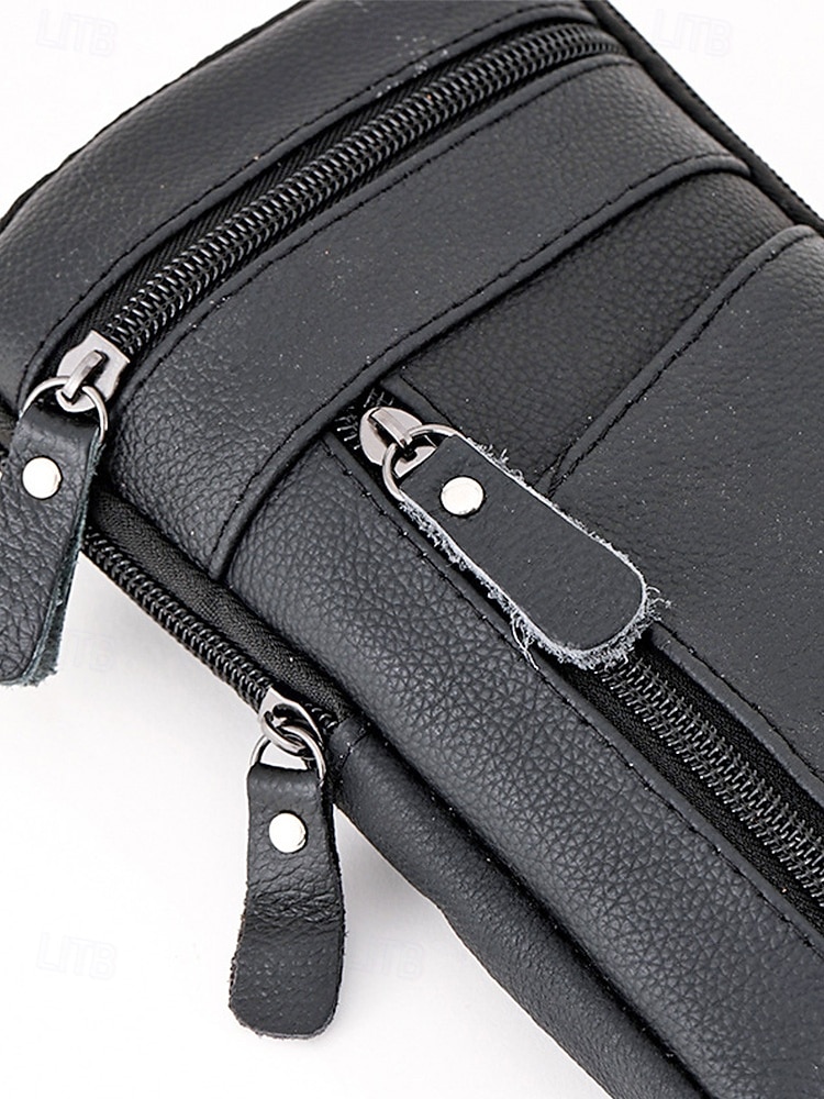Herren-Umhängetasche und Gürteltasche aus echtem Leder – vielseitig einsetzbar, stilvolles Design, strapazierfähig, in verschiedenen Farben erhältlich, für Alltag und Reisen 2026 - $11.99 –P10