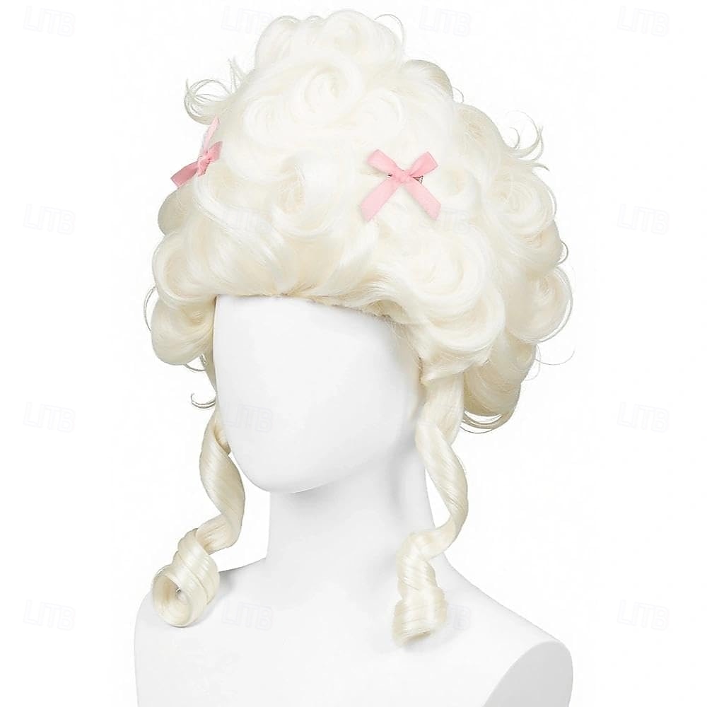 Parrucca Platino Biondo Corto Riccia a Torre Vittoriana Parrucca Cosplay per Festa di Carnevale del 2026 a $21.99 –P2