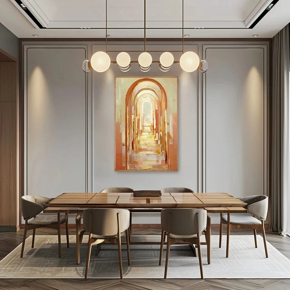 Handgemaltes Ölgemälde auf Leinwand, abstraktes Motiv einer Bogentür, Golden Avenue, Kunst für die Heimdekoration, auf Keilrahmen gespannt / gerolltes, rahmenloses Gemälde 2025 - $51.99 –P3