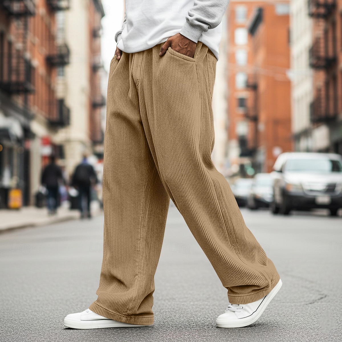 Bărbați Pantaloni Pantaloni Corduroy Pantaloni largi Pantaloni casual Pantaloni de sport cu picior drept Cordon Culoare solidă Confort Lungime totală În aer liber Casual Zilnic Modă Stil Clasic Negru 2026 - $22.99 –P7