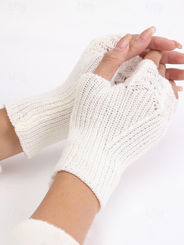 Dámské pletené vánoční rukavice – měkký přízový materiál s krajkovým vzorem, dostupné v několika barvách, ideální jako zimní a sváteční dárek 2026 - $7.99 –P10