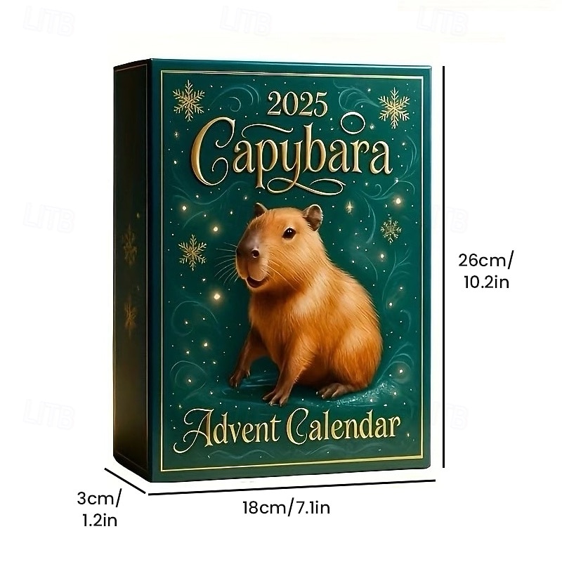 2025年 カピバラのアドベントカレンダー、24日間のカピバラのオーナメント、クリスマスカウントダウンギフト、靴下に入れるかわいいカピバラのフィギュア、アドベントカレンダー、漫画のカピバラ人形  コレクション – $25.99 –P4