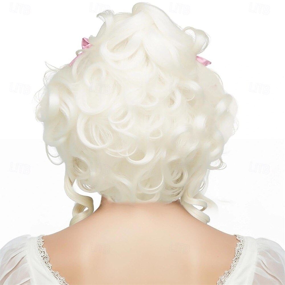 Parrucca Platino Biondo Corto Riccia a Torre Vittoriana Parrucca Cosplay per Festa di Carnevale del 2026 a $21.99 –P3